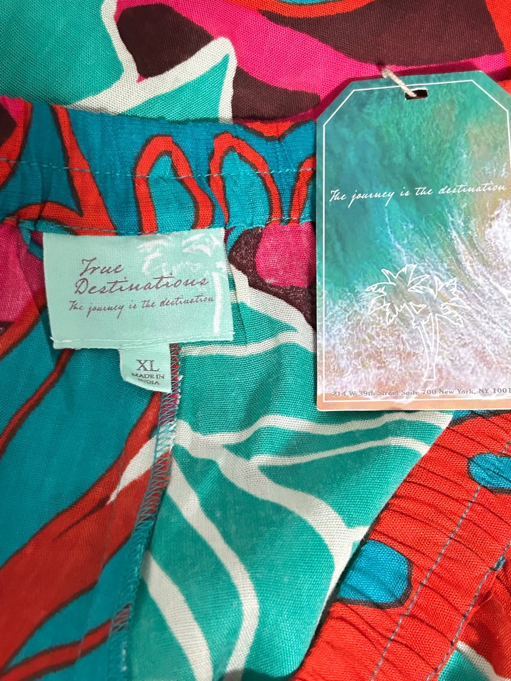 True Destinations Resort Wear Flare Pants Beach Womens XL Floral Tropical NEW - Picture 6 of 16